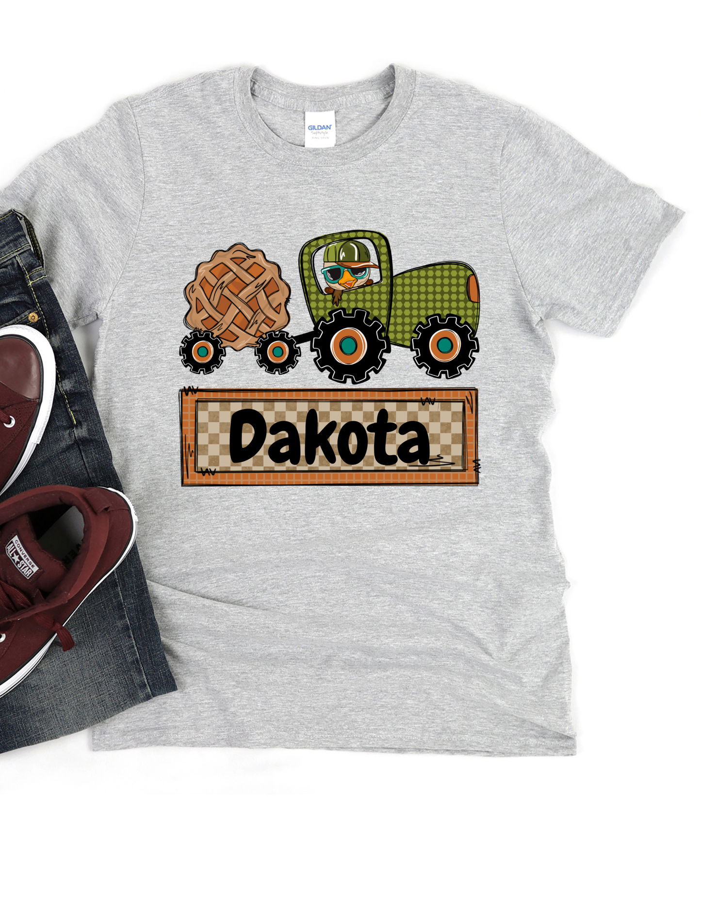 Turkey and Tractor Personalized Short or Long Sleeve T Shirt (toddler/youth)
