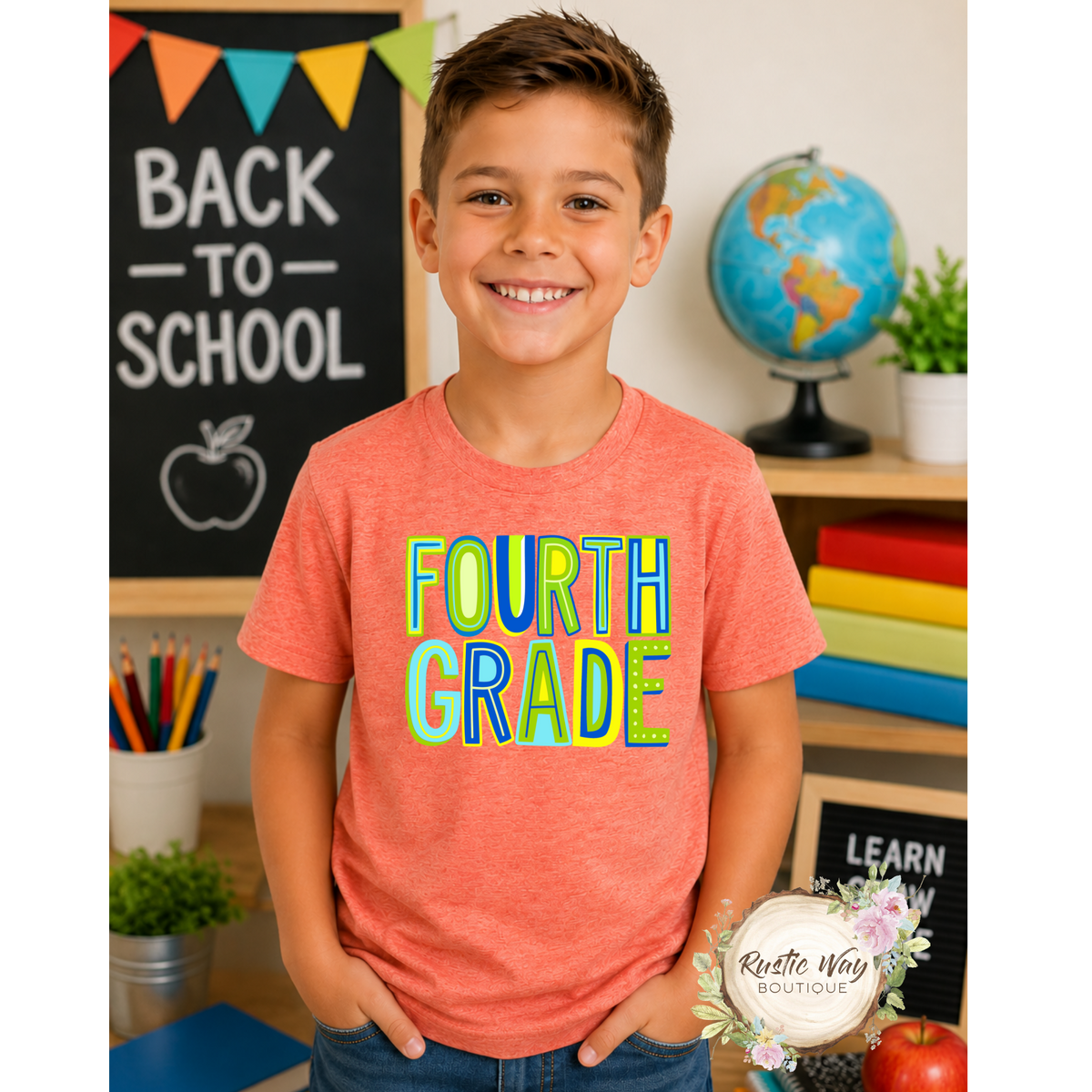 Green and Blue Print Grade Level T Shirt