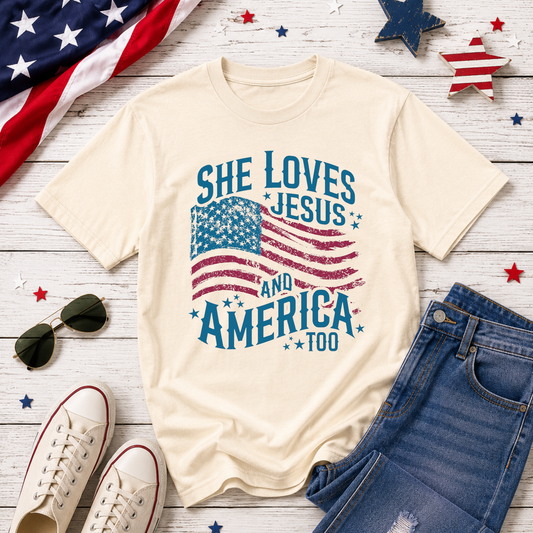 She Loves Jesus and America Too T Shirt