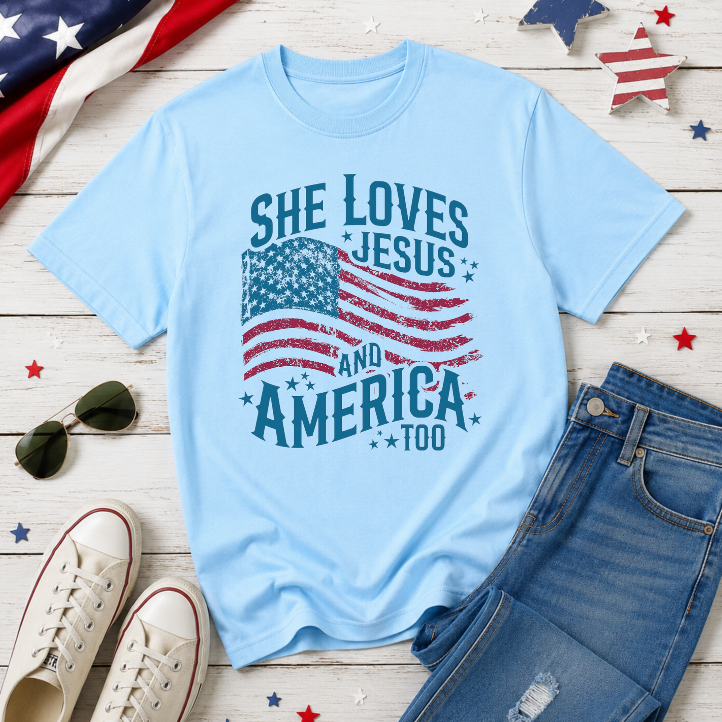 She Loves Jesus and America Too T Shirt