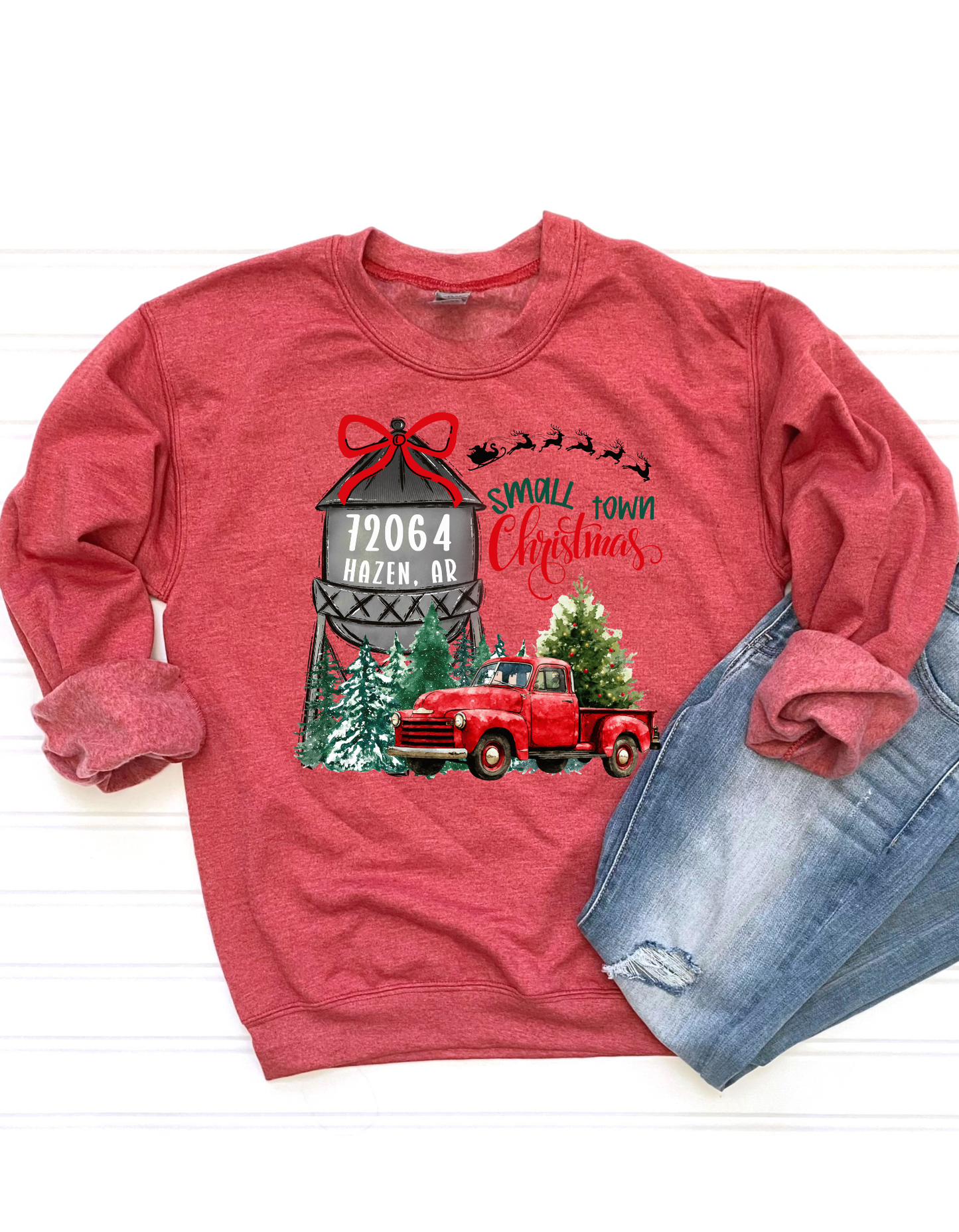 Custom Small Town Christmas Short/Long Sleeve Shirt or Sweatshirt