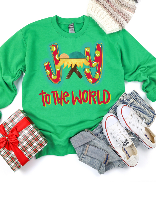 Joy To The World Colorful Manger Short/Long Sleeve Shirt or Sweatshirt