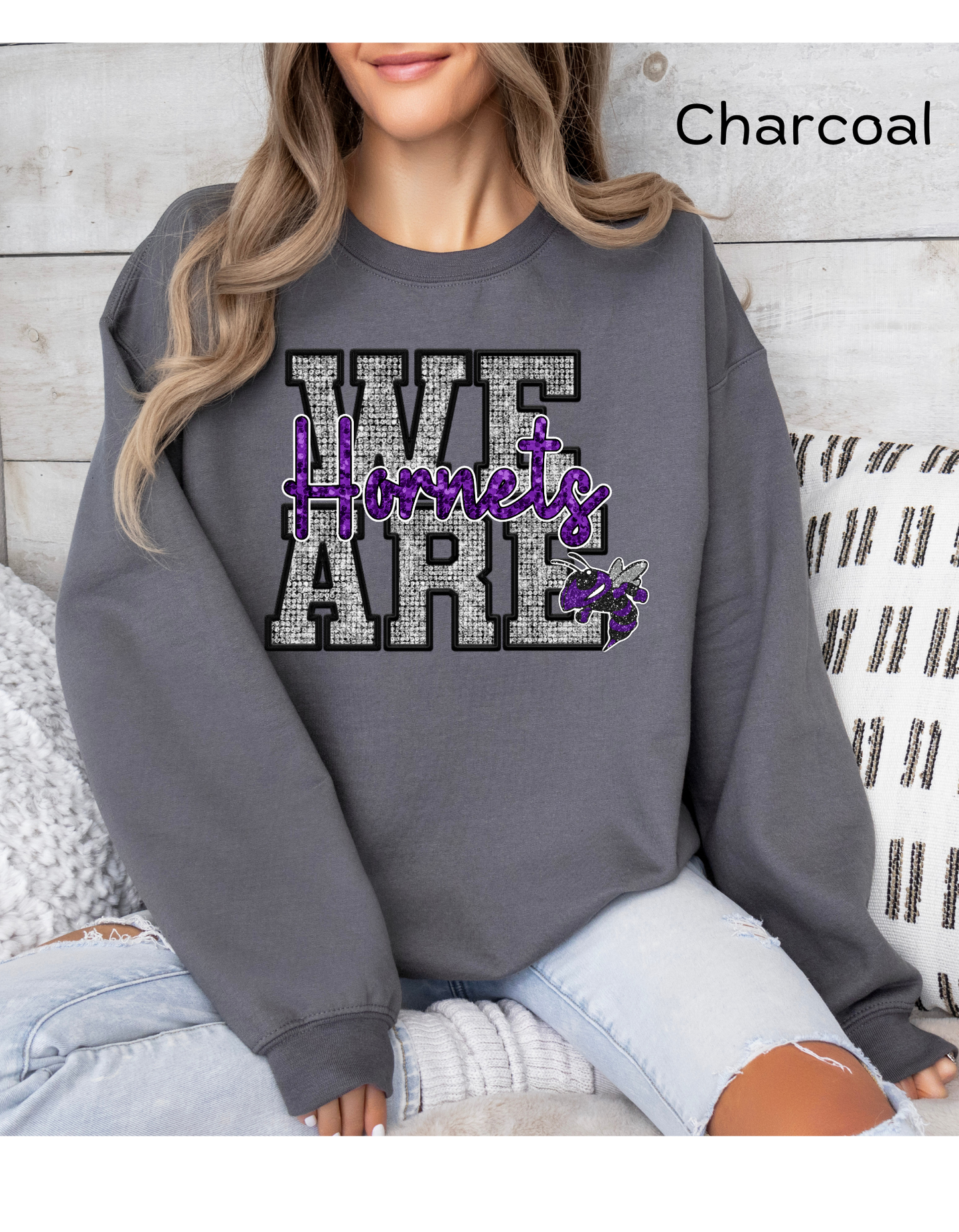 We are Hornets Faux Sequin Sweatshirt