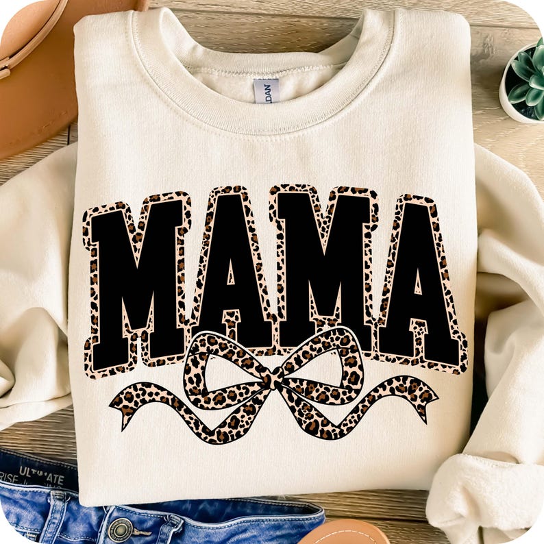 Personalized Leopard Print Bow Short/Long Sleeve or Sweatshirt