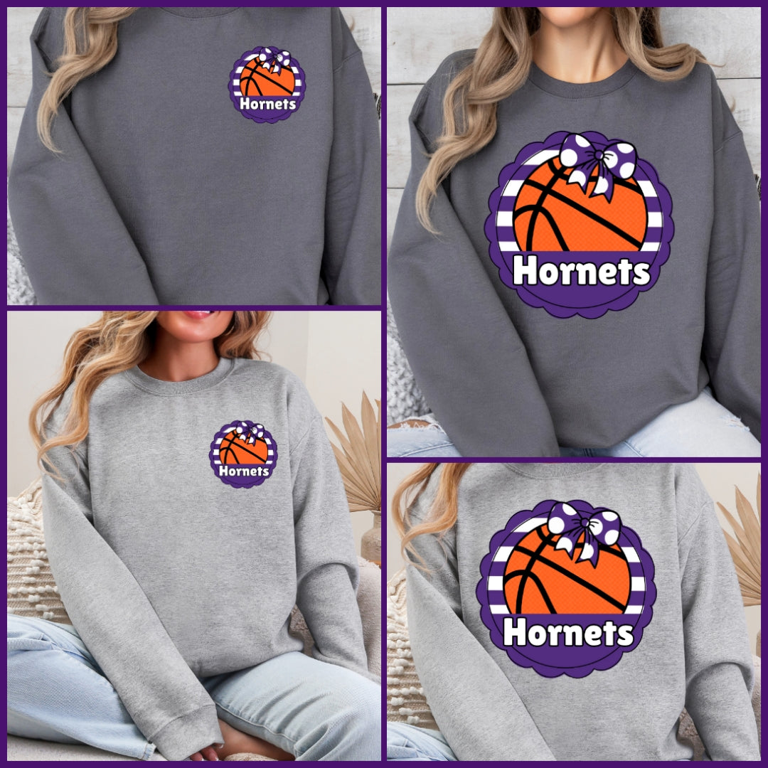Hornets Basketball Short/Long Sleeve Shirt or Sweatshirt (Youth & Adult)